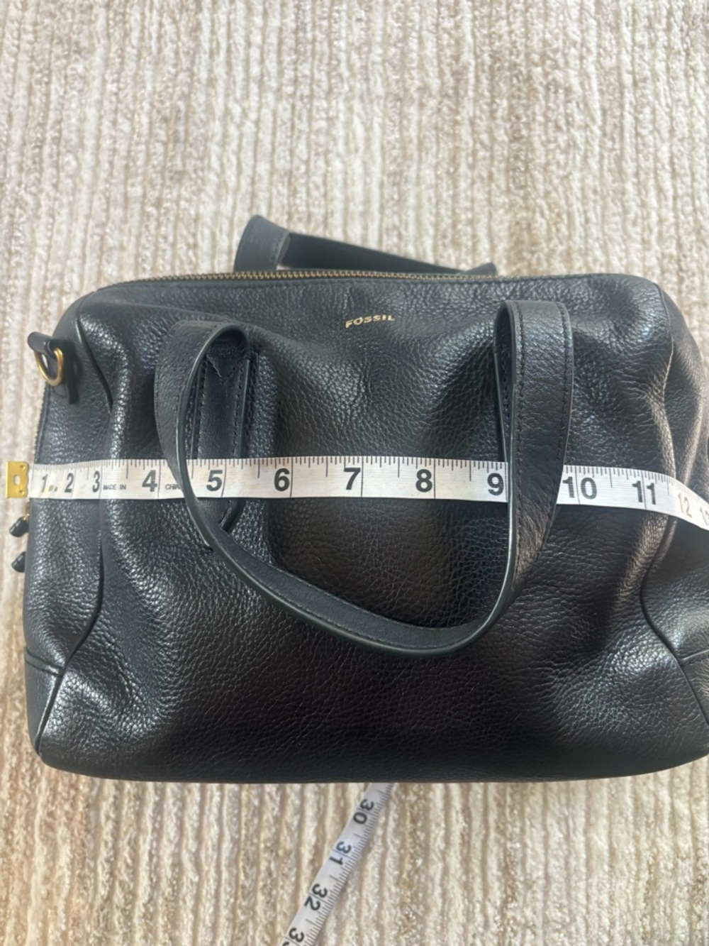 Fossil Blue  Pebbled Leather Shoulder Bag with Gold Logo - Picture 11 of 15
